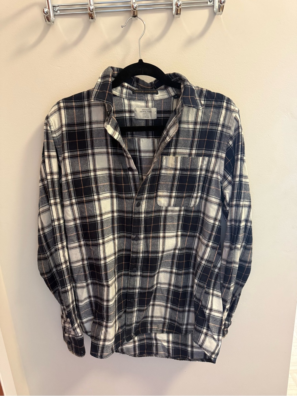 Jack & Jones Black & White Plaid Button-Down Shirt